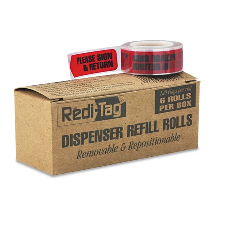REDI-TAG Sign and Return Refill, Red, PK6 91037